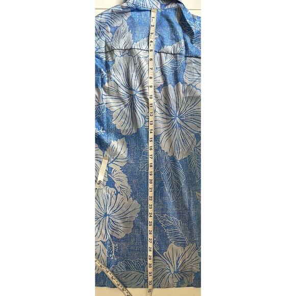 NEW Royaura Hawaiian Blue Floral Mens Button Shirt Short Sleeve 3XL NWT - Picture 10 of 10